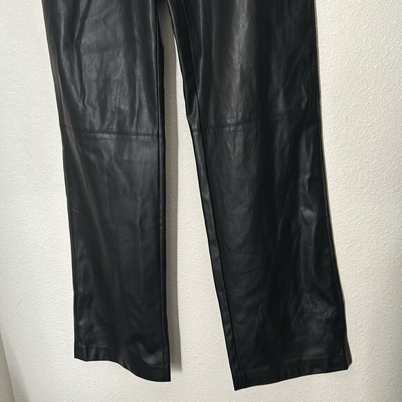 Vero Moda Mid Rise Vegan Black Leather Trousers Pants  Size Small - Picture 6 of 12